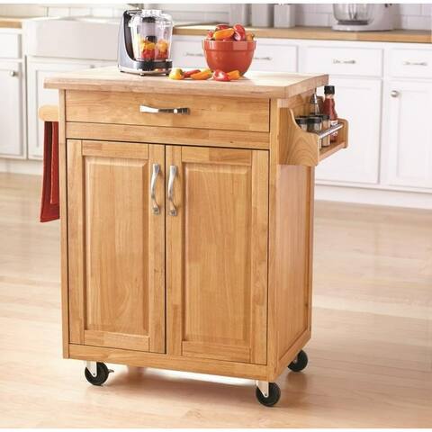 Kitchen Island Cart with Drawer and Storage Shelves