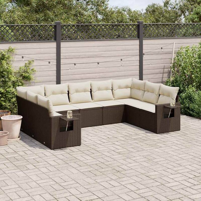 vidaXL Garden Sofa Set - Brown and cream With table