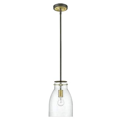 Shelby 1-light Oil Rubbed Bronze/ Antique Brass Pendant w/ Clear Seedy Glass
