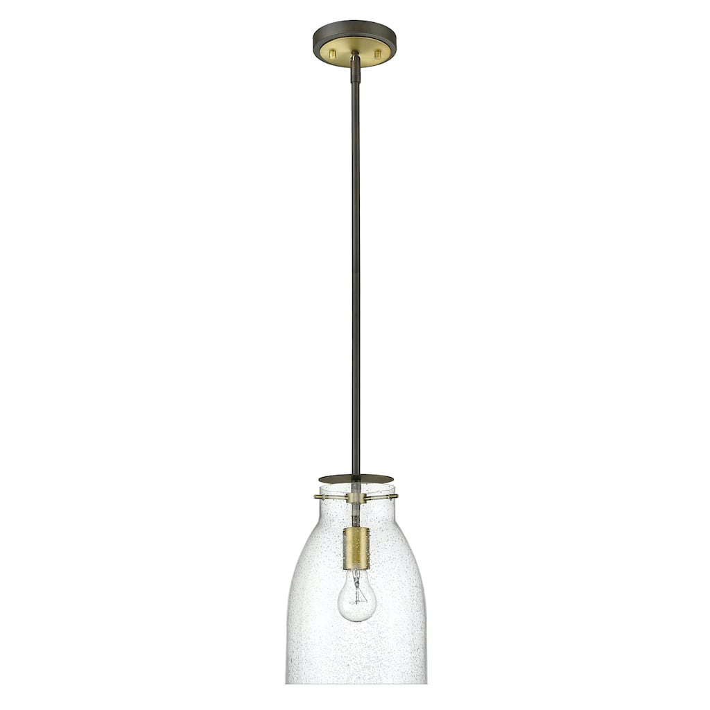 Shelby 1-light Oil Rubbed Bronze/ Antique Brass Pendant w/ Clear Seedy Glass