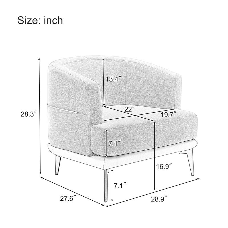 Modern Two-tone Barrel Fabric Chair for Living Room