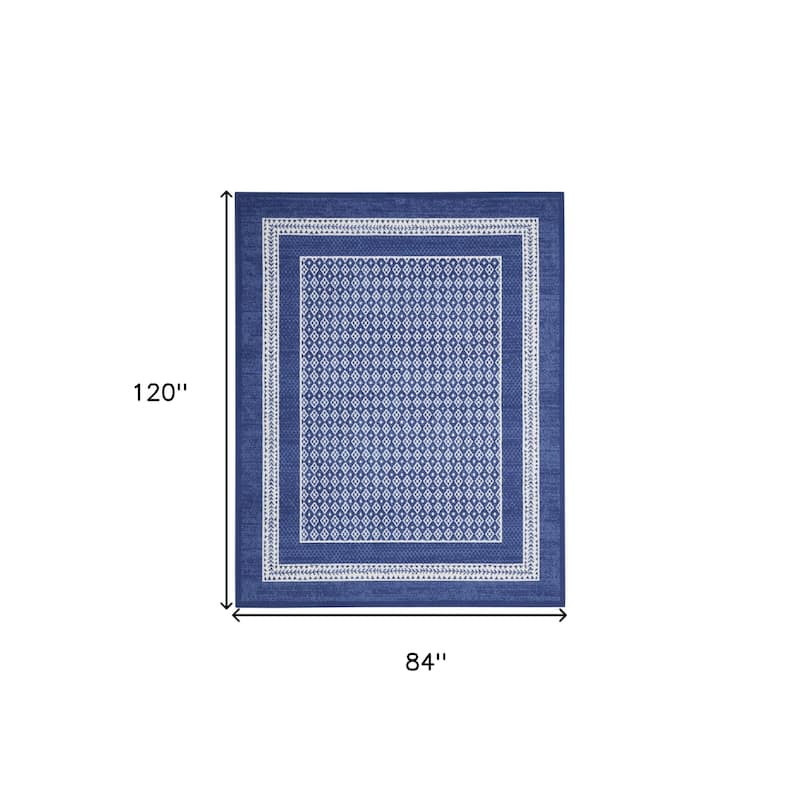 Cahow Power Loomed Distressed Geometric Non Skid Stain Resistant Area Rug By HomeRoots - 120' X '84' X '0.39