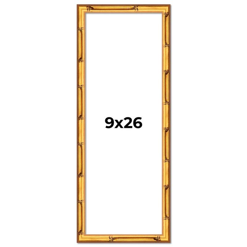 9x26 Frame Gold Bamboo Picture Frame Modern Photo Frame Includes UV Acrylic Shatter Guard Front Acid Free Foam Backing Board
