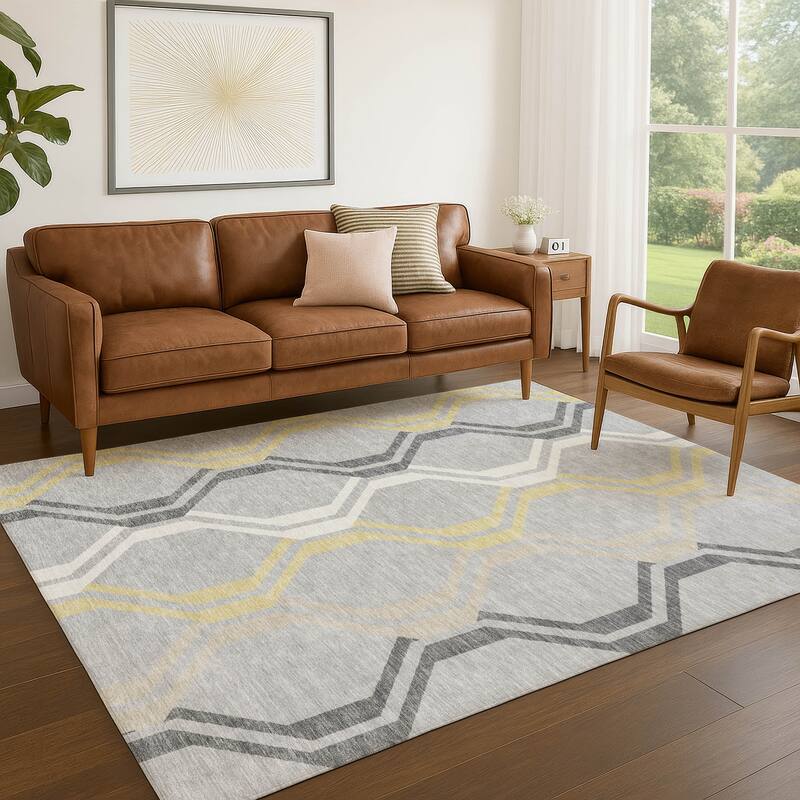 Machine Washable Indoor/ Outdoor Contemporary Dimensions Chantille Rug