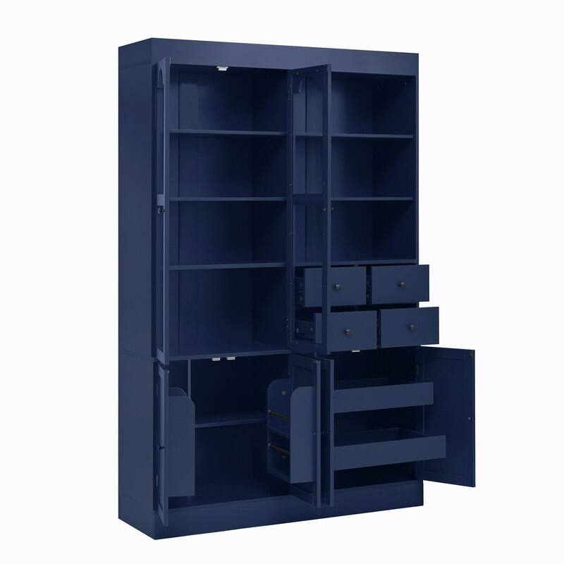 75" Freestanding Buffet with Hutch, Tall Kitchen Pantry Cabinet with Drawers, Shelves and Pull-out Trays for Maximized Storage