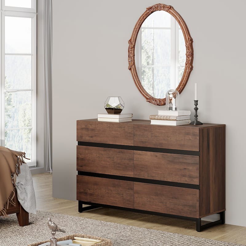 WAMPAT Dresser for Bedroom, Closet Organizers and Storage with Drawers, Chest of Drawers with Metal Base, Modern Wooden Dresser