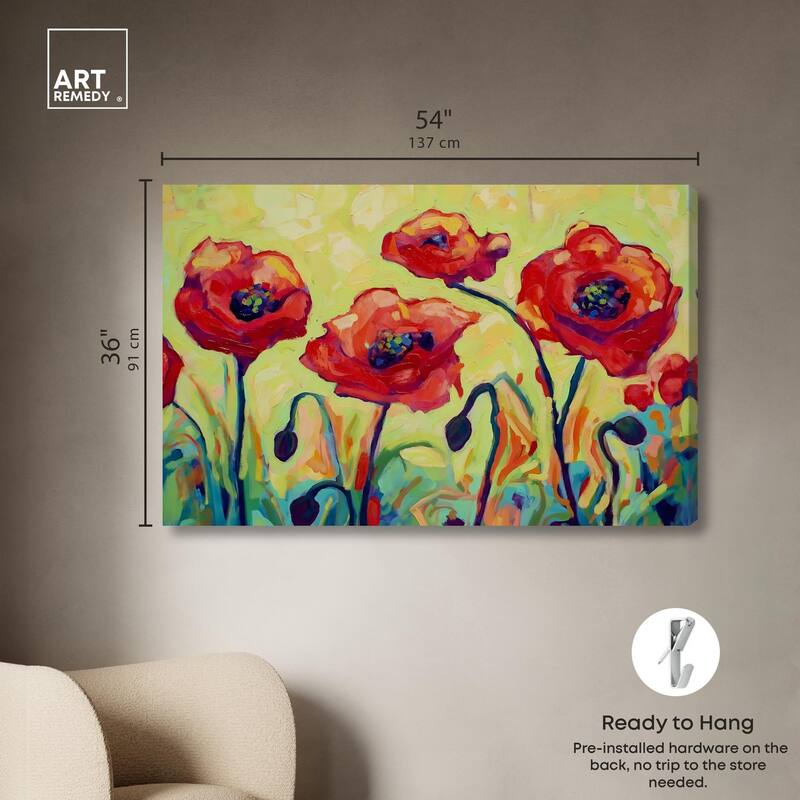 Red Poppy Field II Canvas by Art Remedy, Gallery Wrapped