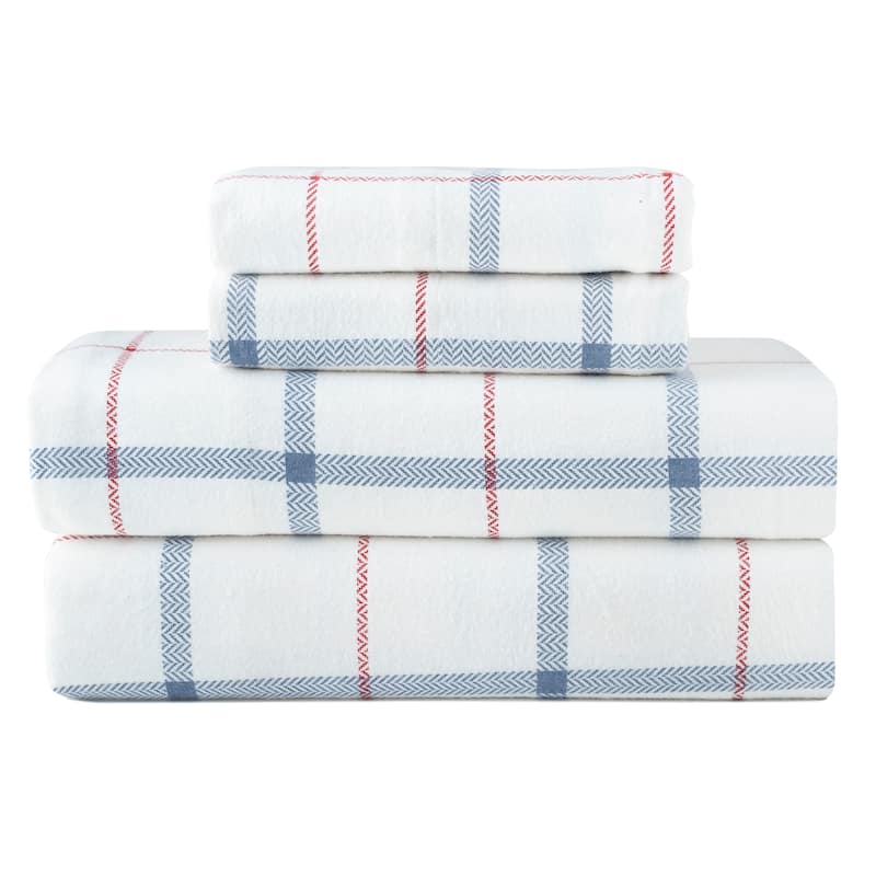 Pointehaven Printed Cotton 180 GSM Deep Pocket Oversized Brushed Flannel Sheet Set