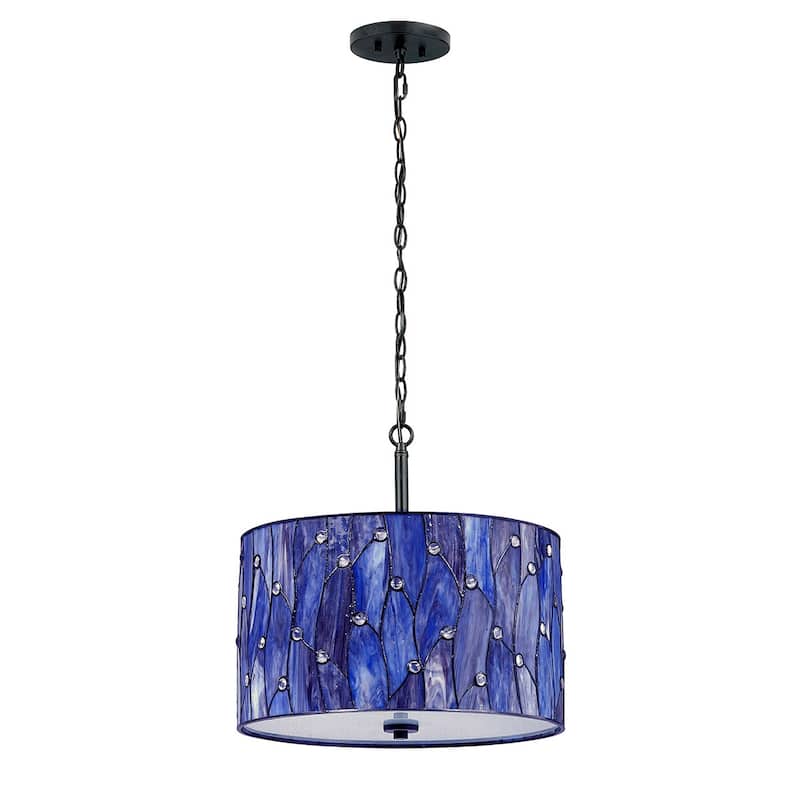 Vines 18-inch 3-light Tiffany-style Blue and Purple Pendant