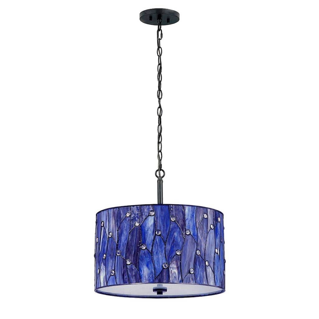 Vines 18-inch 3-light Tiffany-style Blue and Purple Pendant