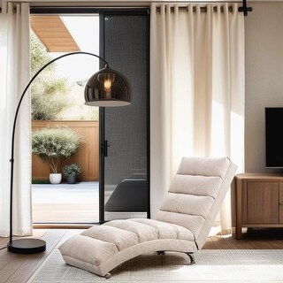 Modern Polyester Linen Chaise Lounge Indoor Chair, Long Lounger with ...