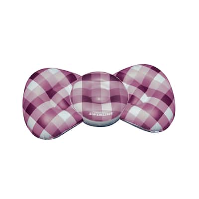 Inflatable Purple and White Checkered Bow Tie Lounge Swimming Pool Float 76-Inch - 76"
