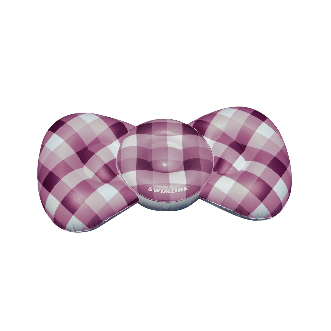 Inflatable Purple and White Checkered Bow Tie Lounge Swimming Pool Float 76-Inch - 76"