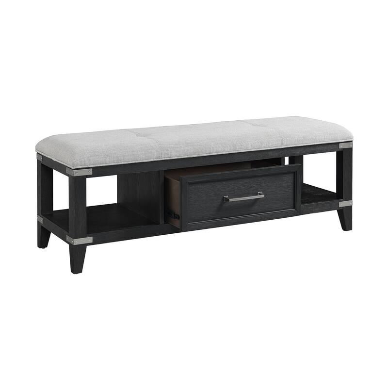 Laguna Bedroom 52" Wide Bench with Drawer, Weathered Steel