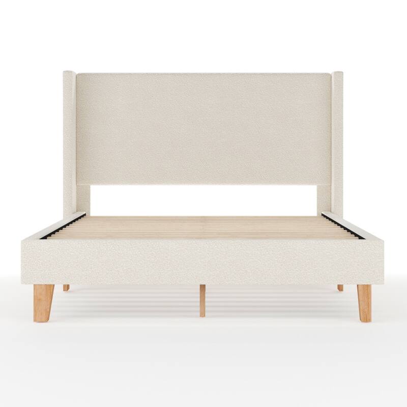 Martha Stewart Upholstered Platform Bed with Wingback Headboard