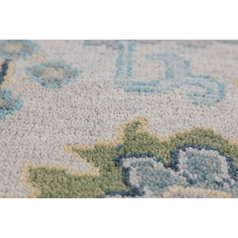 Floral Oushak Indian Area Rug Hand-Knotted Oriental Wool Carpet - 8'0" x 10'0"