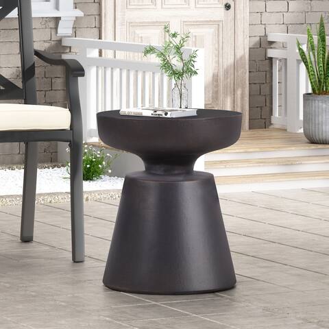 Inez Outdoor Lightweight Concrete Side Table by Christopher Knight Home