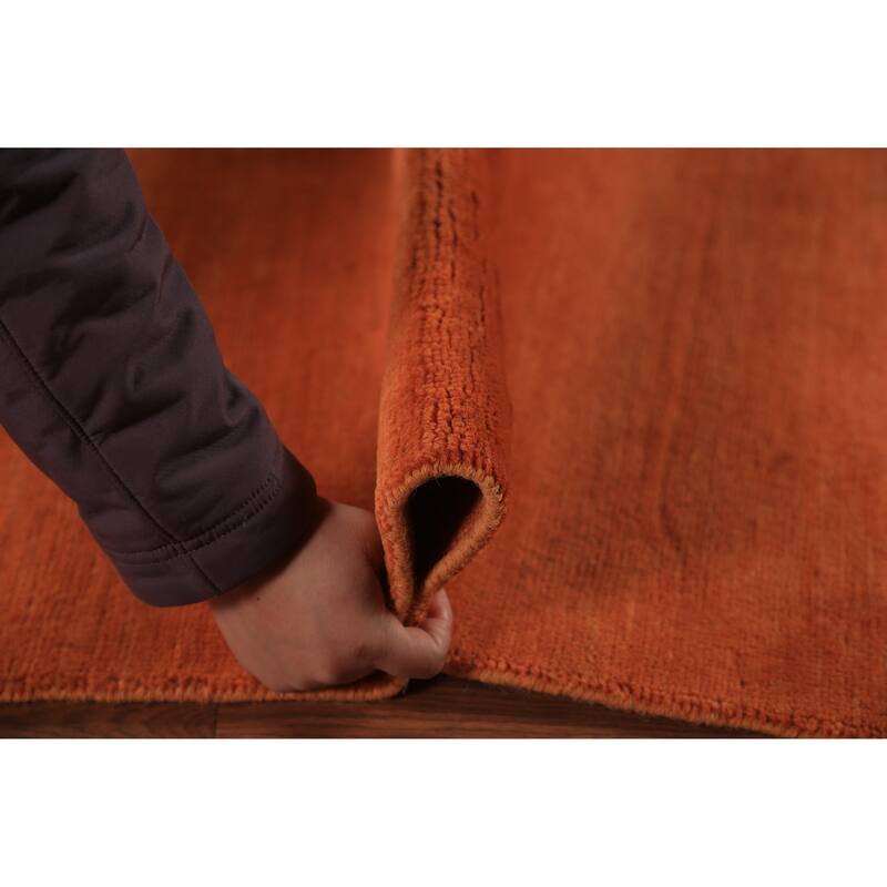 Modern Orange Gabbeh Oriental Area Rug Hand-Knotted Wool Carpet - 6'6" x 9'7"