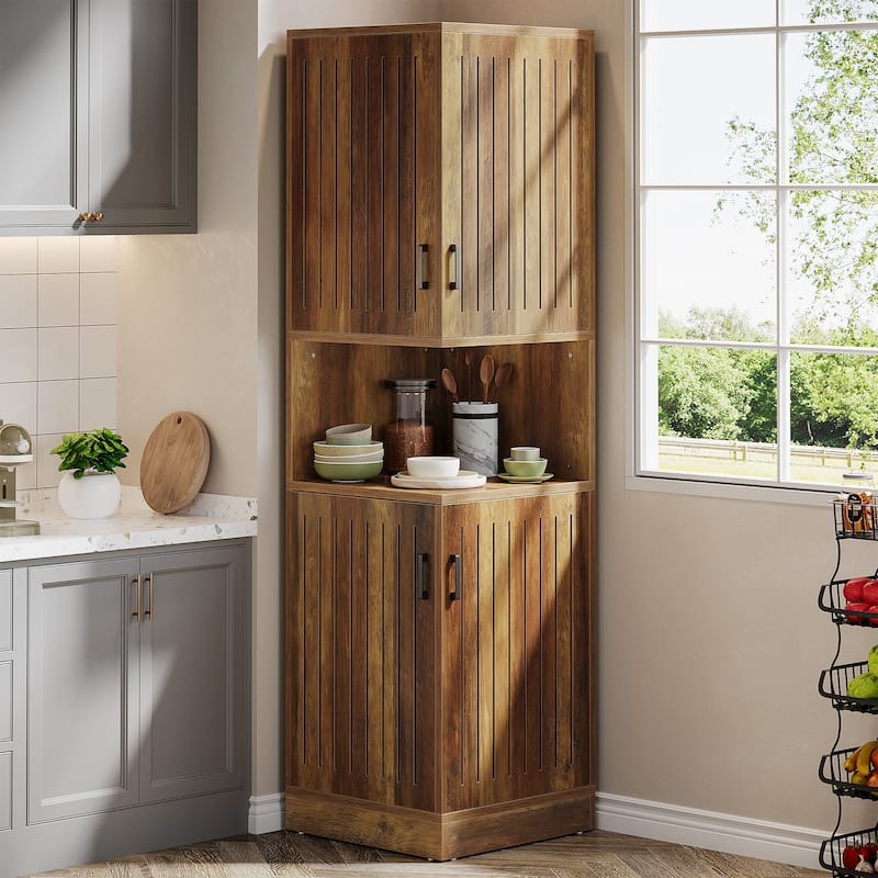 70.87" Tall Corner Cabinet with Doors and 5 Storage Shelves - 19.69" W x 19.69" D x 70.87" H