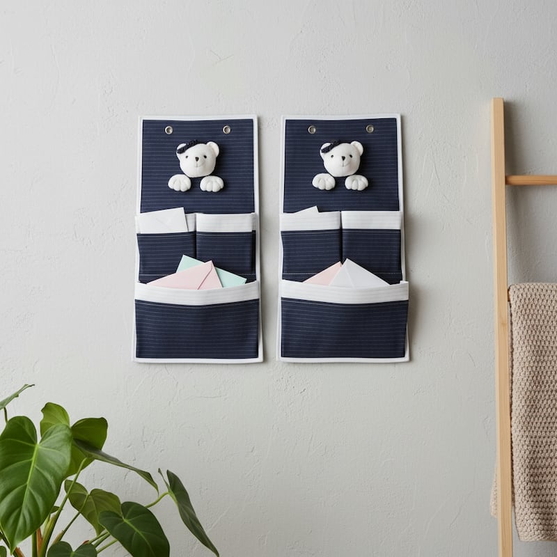 HomeRoots Set of Two Black And White Fabric Wall Hanger