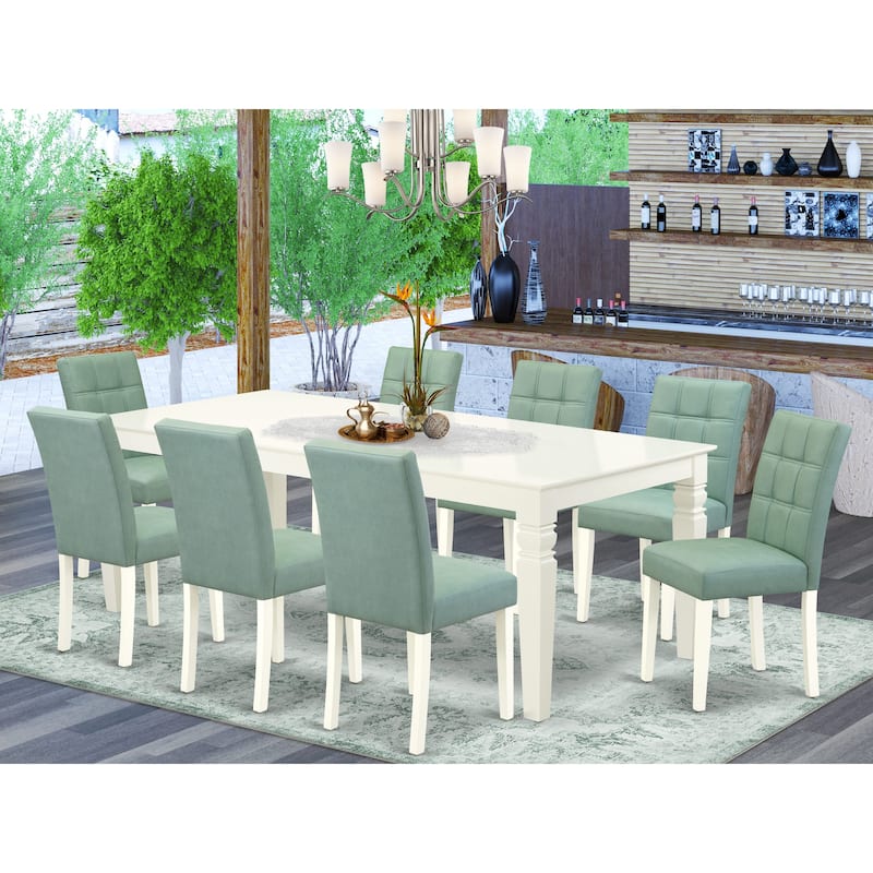 East West Furniture Dining Table Set Consists of a Rectangle Dining Table and Chairs, Linen White (Pieces Options) - LGAS9-LWH-43