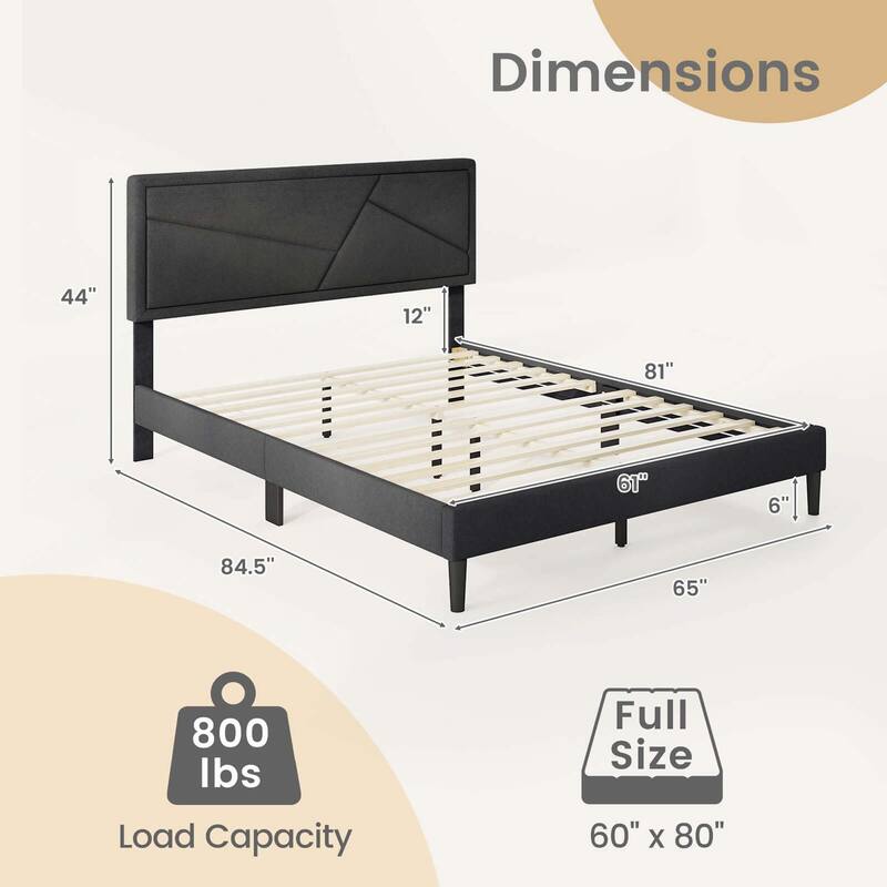Costway Twin/Full/Queen Size Bed Frame with High Headboard & Wooden