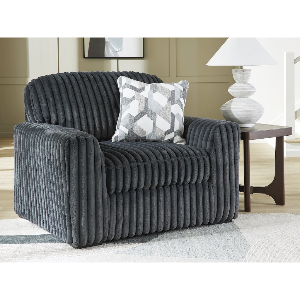 Signature Design by Ashley Midnight-Madness Dark Gray Oversized Chair - 52"W x 41"D x 40"H