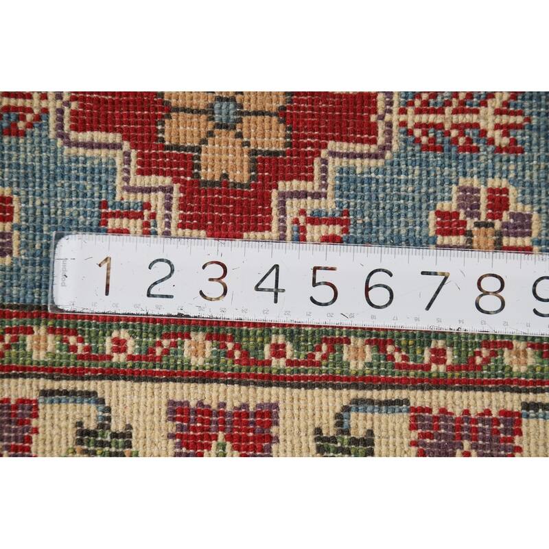 Geometric Blue Kazak Oriental Foyer Rug Handmade Wool Carpet - 2'0" x 3'0"