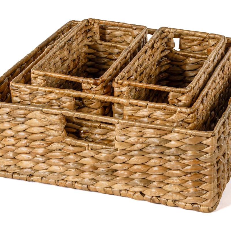 happimess Traditional Assorted Hand-Woven Hyacinth/Iron Baskets, (Set of 10)