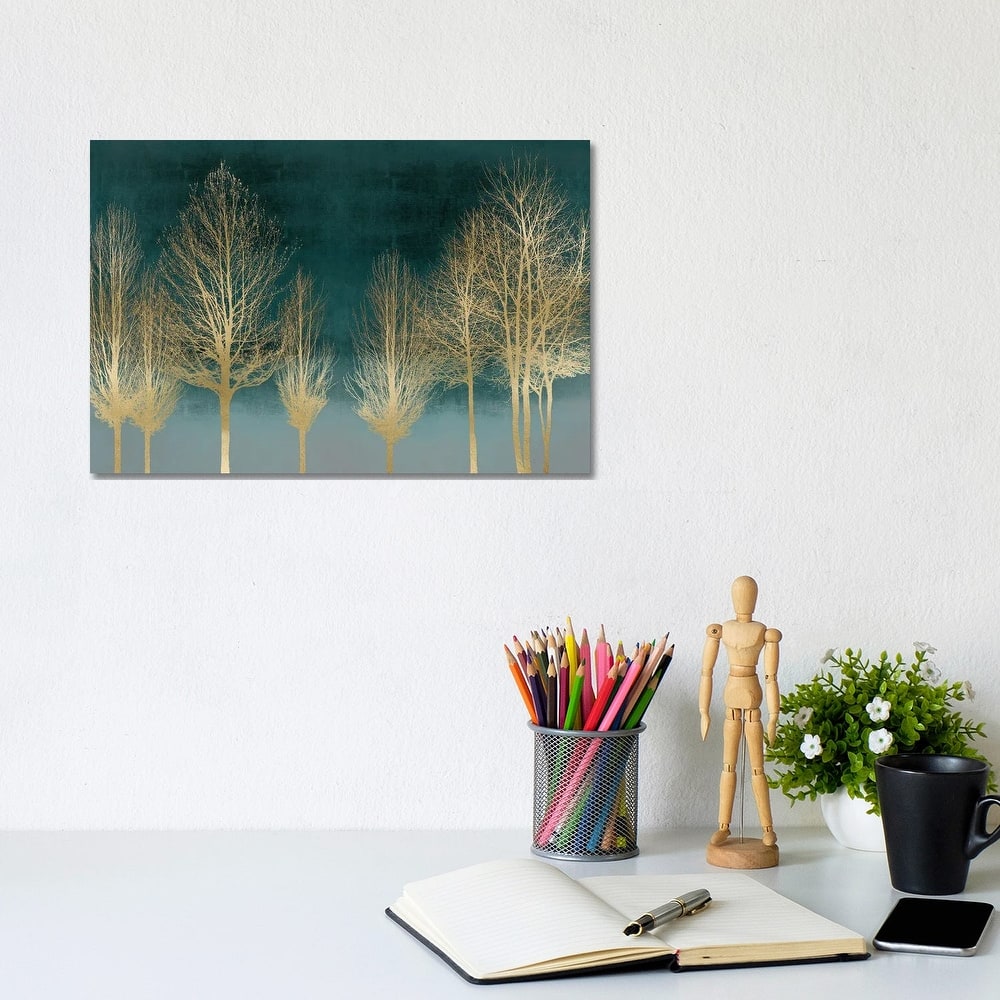 iCanvas "Gold Forest On Teal" by Kate Bennett Canvas Print