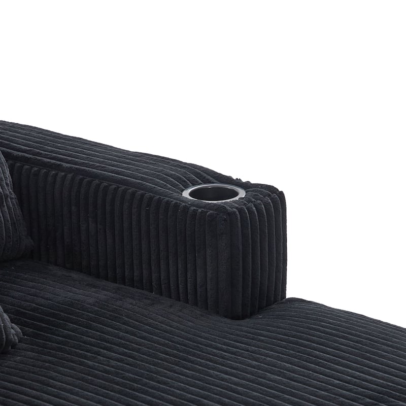 GDFStudio - Corduroy Recliner Sofa with USB Charging, RGB LED Light Strip - Suitable for Living Room and Bedroom