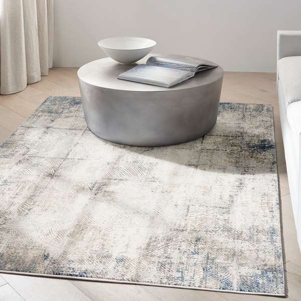 slide 2 of 7, Infinity Contemporary Abstract Vintage Area Rug Ivory/Grey - 4' x 6'