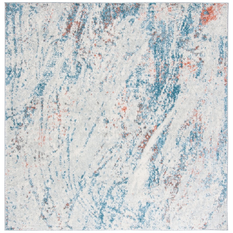 SAFAVIEH Tulum Marcella Modern Abstract Rug - 3' Square - Ivory/Blue