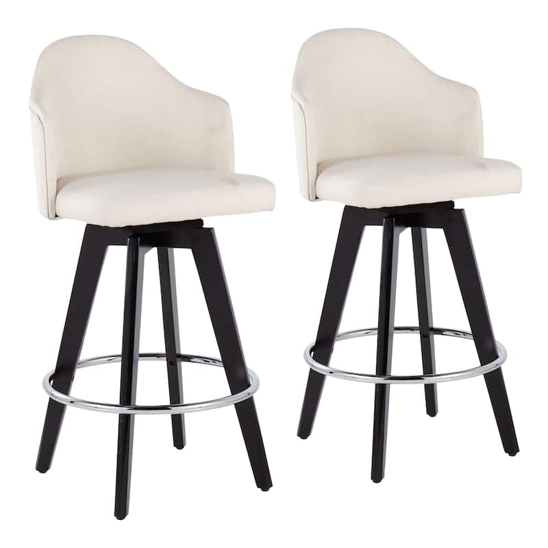 Carson Carrington Valsatra 26" Upholstered Counter Stool with Black Wood Base (Set of 2)