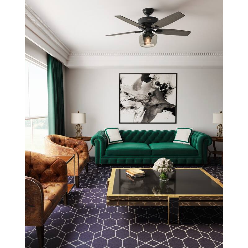 Hunter 52" Bennett Ceiling Fan with Bowl LED Light Kit and Handheld Remote - Transitional, Modern Farmhouse