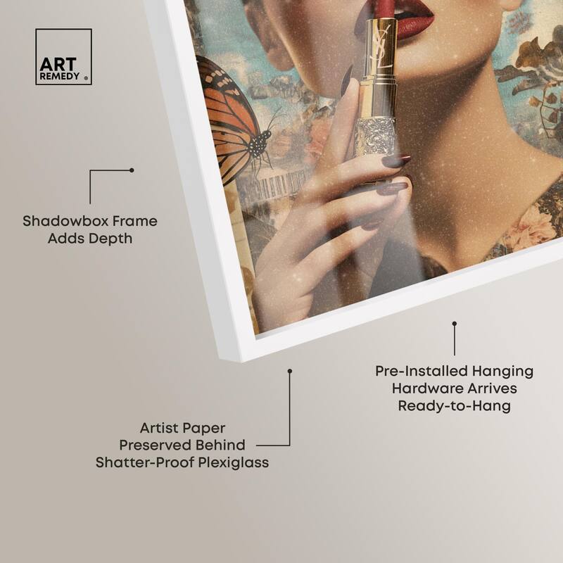 Iconic Lady Butterfly Collage II Shadowbox by Art Remedy