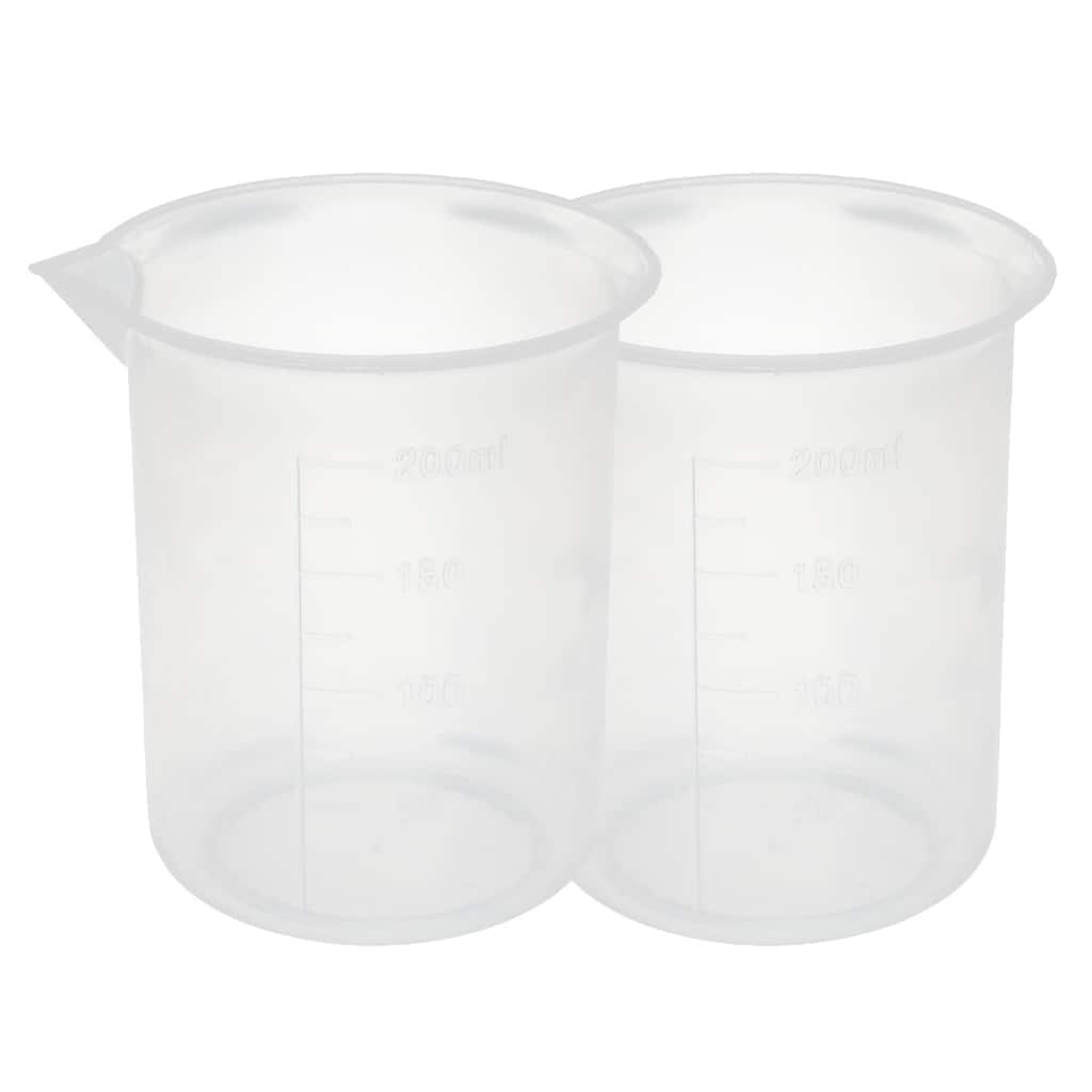 Kitchen Lab 200mL Plastic Measuring Cup Jug Pour Spout Container 2pcs - Clear