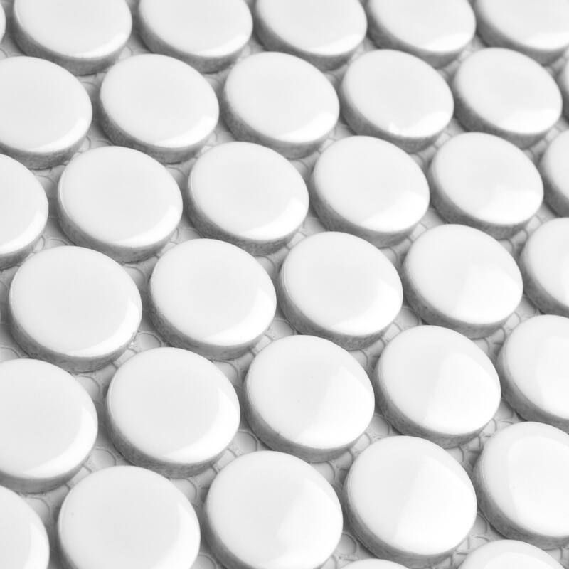 Merola Tile Metro Penny Glossy White 9-3/4" x 11-1/2" Porcelain Floor and Wall Tile