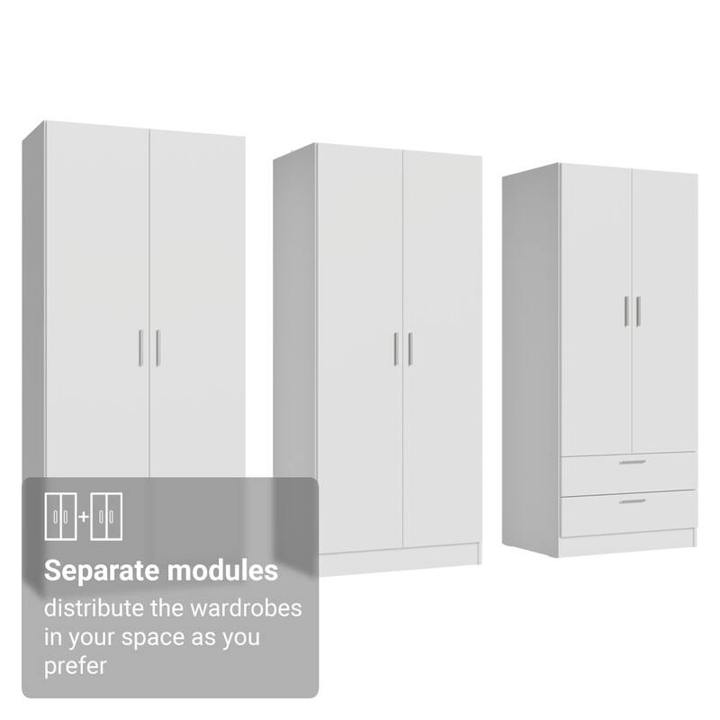 MADESA 6 Doors 2 Drawers Wardrobe Set Bedroom Storage Cabinet