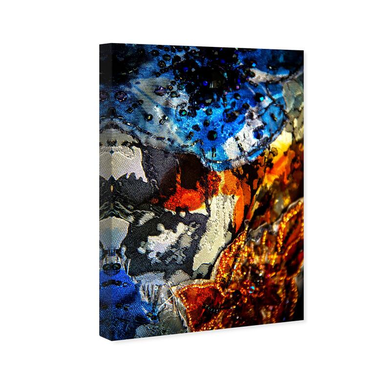 Wynwood Studio Canvas Fashion Mark Zunino - Amber Florals and Saphire Tides II Blue and Modern Wall Art Canvas Print