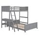 preview thumbnail 4 of 7, Gray Pine Wood Bunk Bed with Desk, Drawers, Movable Lower Bed, Guardrail