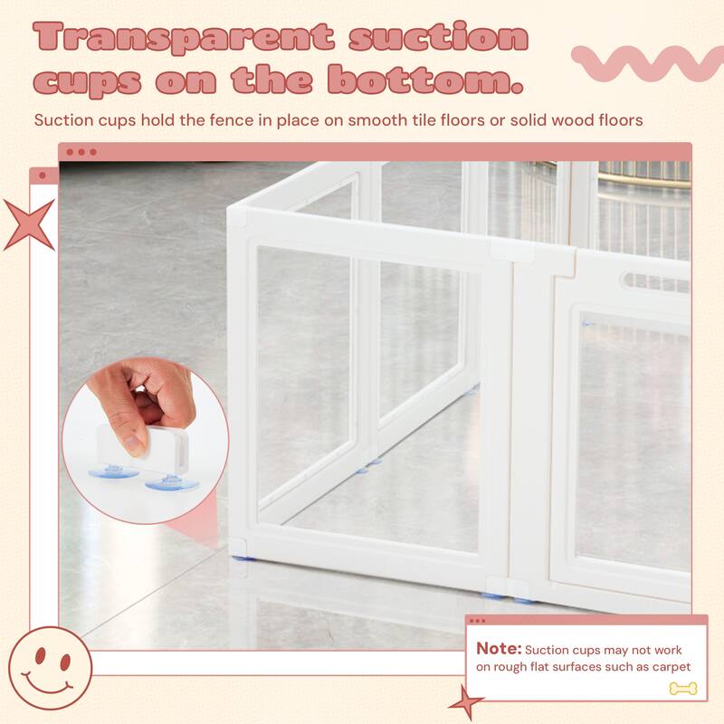 EROMMY 6/ 8/ 12 Panel Clear PET Pet Playpen with Door, Transparent Puppy Playpen for Small Dogs, Cats, Rabbits