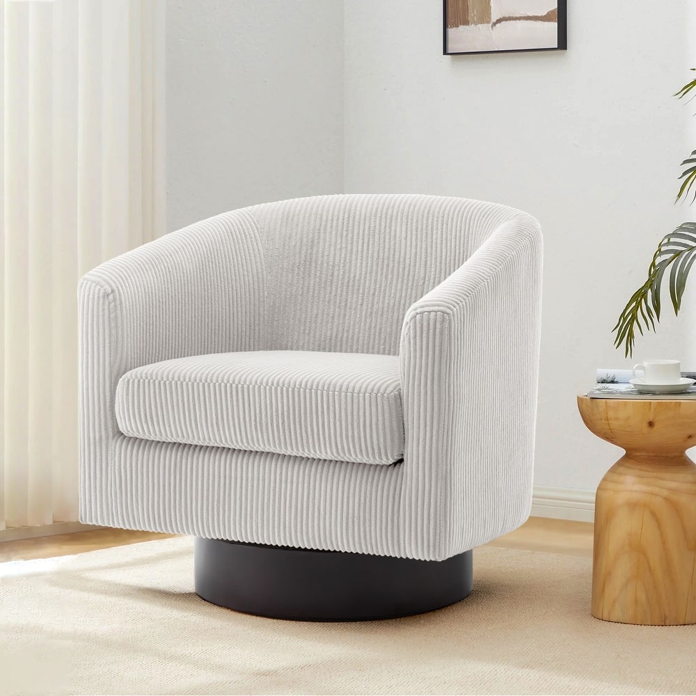 Corduroy Upholstered Swivel Barrel Chair