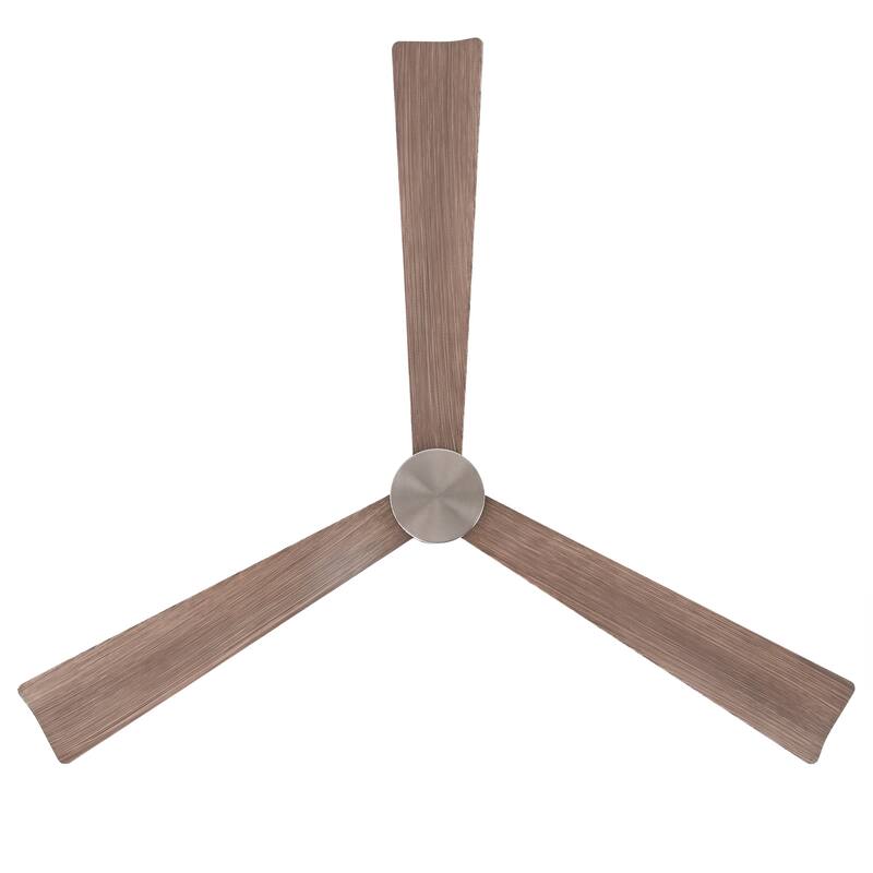 52-inch Satin Nikel Wooden 3-Blade Indoor Ceiling Fan without Lights