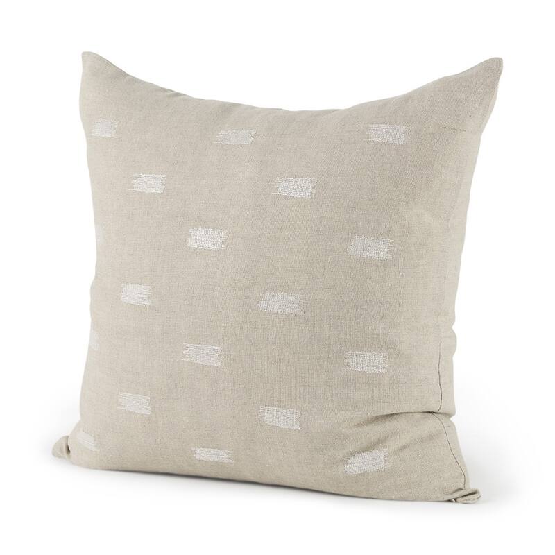 Canvas Beige and White Accent Pillow Cover