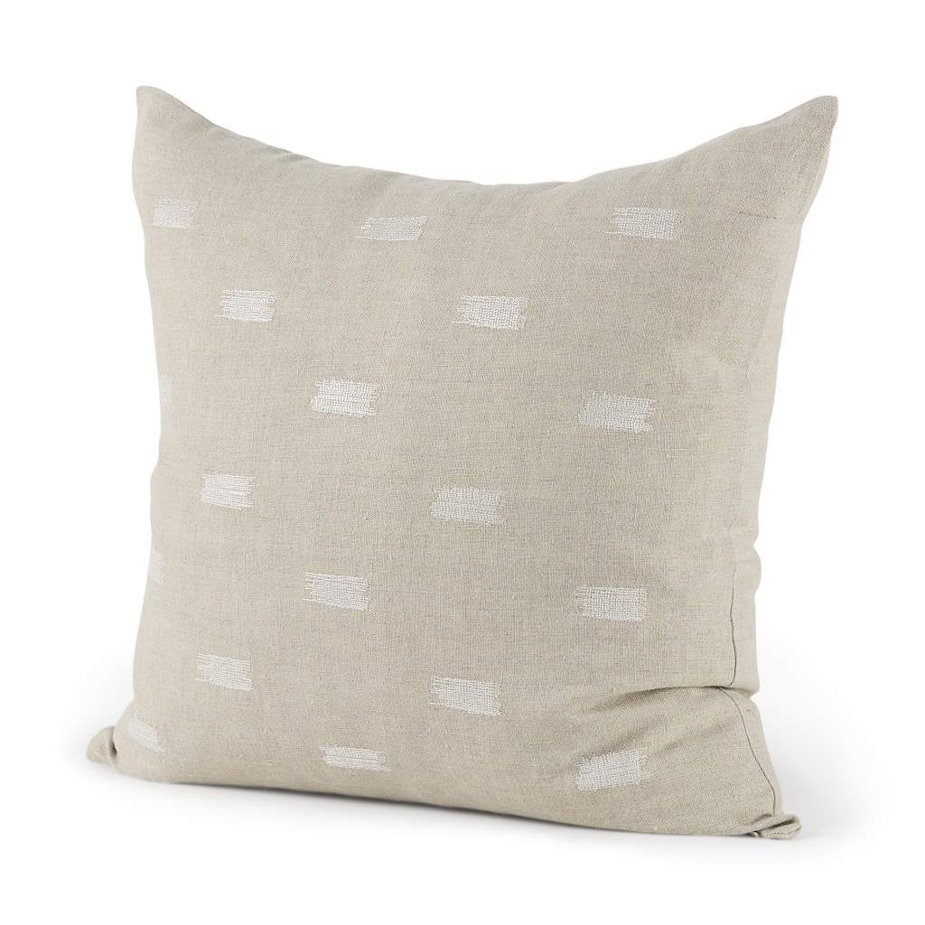 Canvas Beige and White Accent Pillow Cover