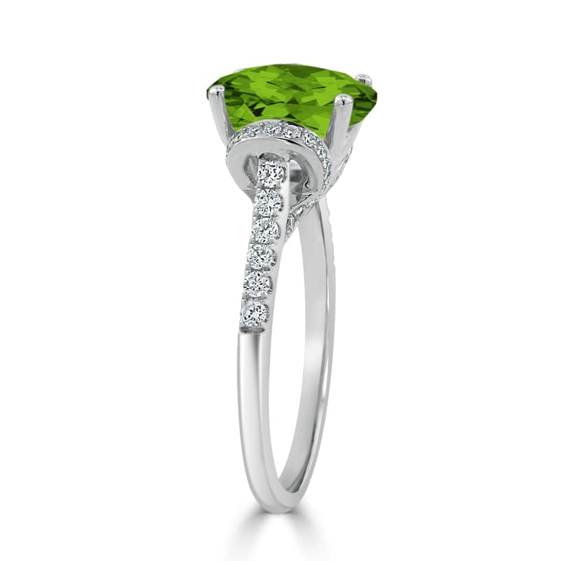 Auriya Modern 2 3/8ct Oval Peridot and Diamond Engagement Ring 3/8cttw 14k Gold