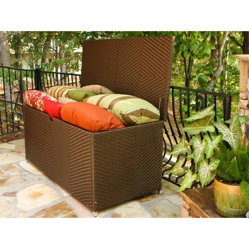 Large Outdoor Resin Wicker Storage Box with Waterproof Lid
