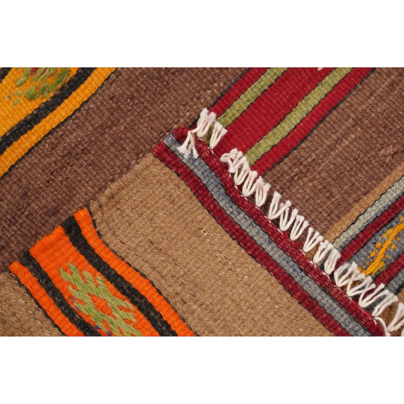 Hand Woven Oriental 100% Wool Carpet Southwestern Tribal Multi-Colored Kilim Area Rug - 8' 8'' X 5' 0''