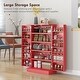 preview thumbnail 9 of 14, Kitchen Pantry Storage Cabinet with Adjustable Shelves and Side Racks, Buffet Cabinet Sideboard with Anti-Tip Wall Strap Red